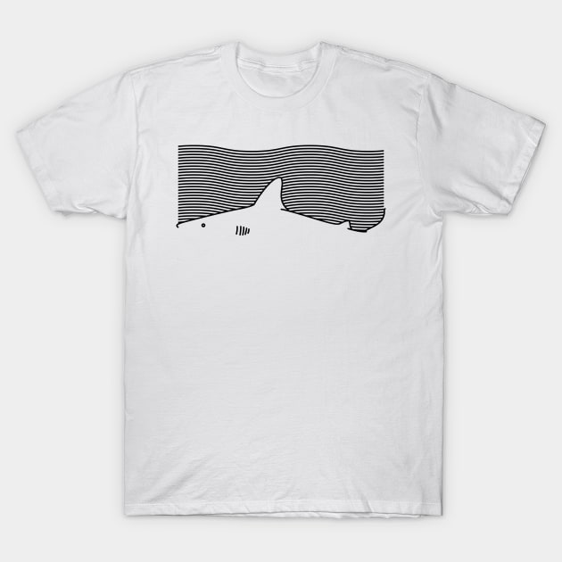 Minimal Line Drawing Simple Unique Shark Fin Gift T-Shirt by teeleoshirts